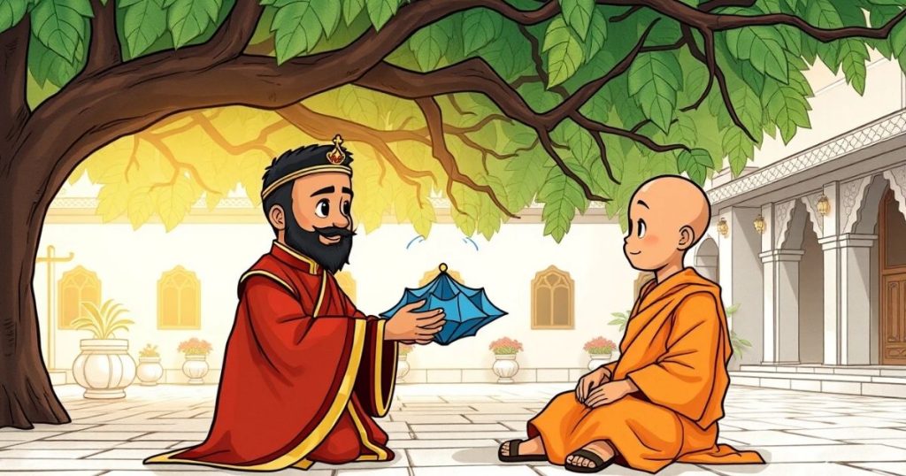 ภาพประกอบนิทานชาดกเรื่องร่มกับรองเท้าคู่เดียว 3