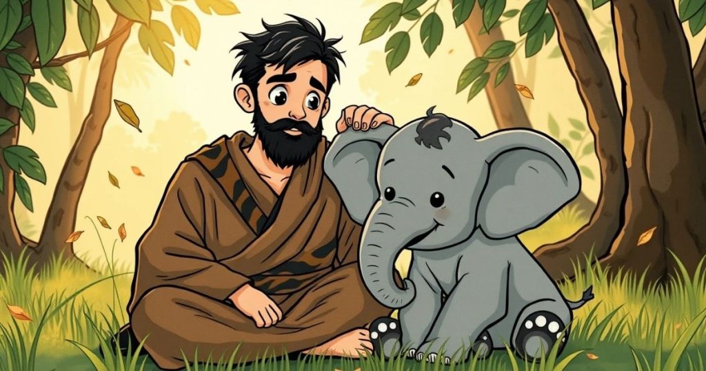 ภาพประกอบนิทานชาดกเรื่องฤๅษีกับลูกช้าง