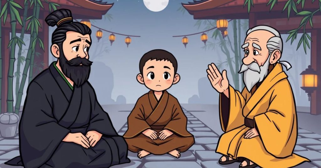 ภาพประกอบนิทานเซนเรื่องการขอที่พักด้วยบทสนทนา
