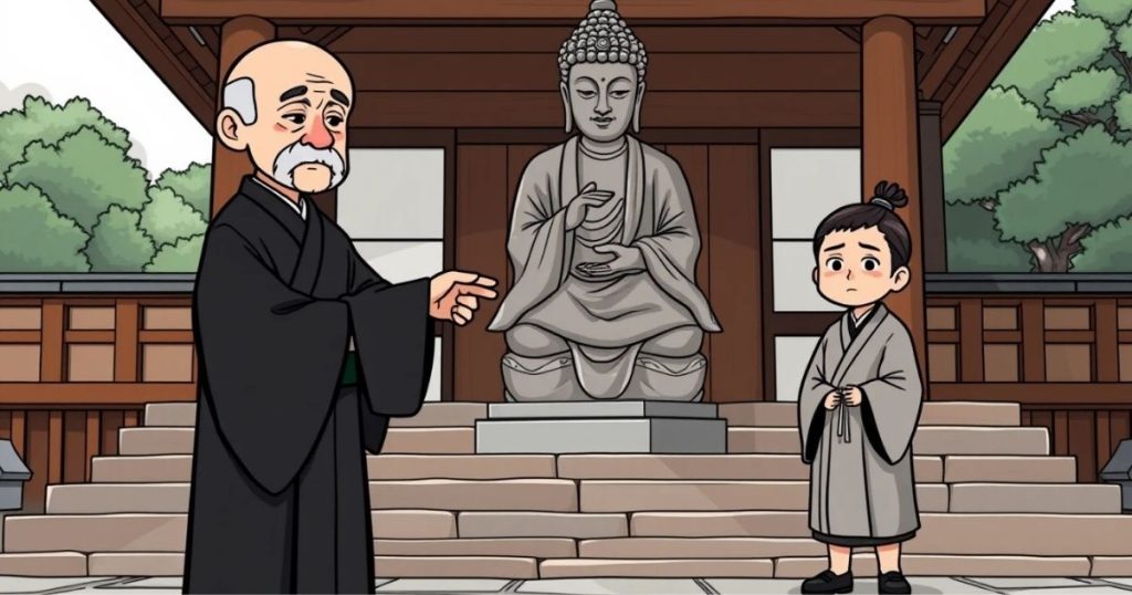 ภาพประกอบนิทานเซนเรื่องการจับกุมพระพุทธรูปหิน 3