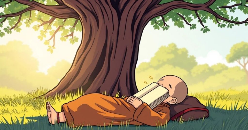 ภาพประกอบนิทานเซนเรื่องการนอนในเวลากลางวัน