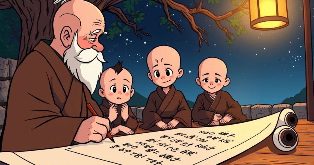 ภาพประกอบนิทานเซนเรื่องบทกวีสุดท้ายของโฮชิน 2
