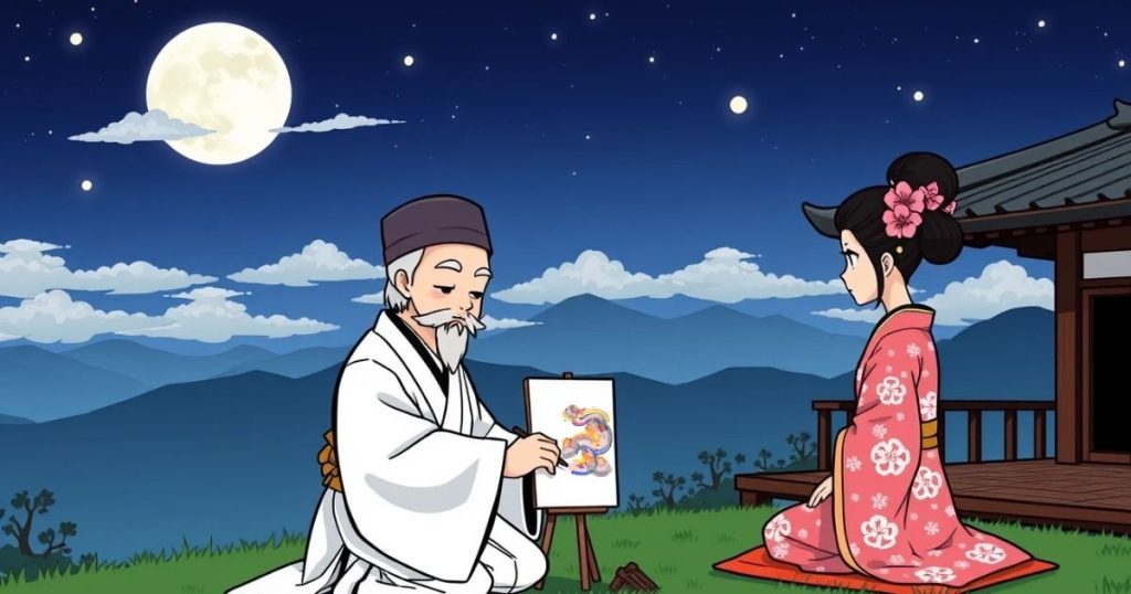 ภาพประกอบนิทานเซนเรื่องศิลปินขี้เหนียว 2