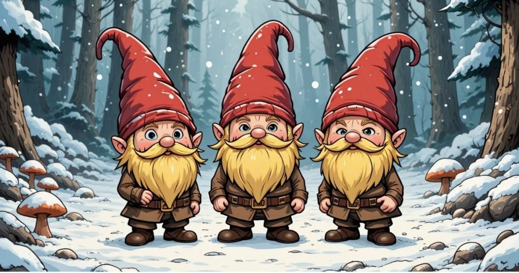 ภาพประกอบนิทานกริมม์เรื่องชายตัวจิ๋วทั้งสามในป่า