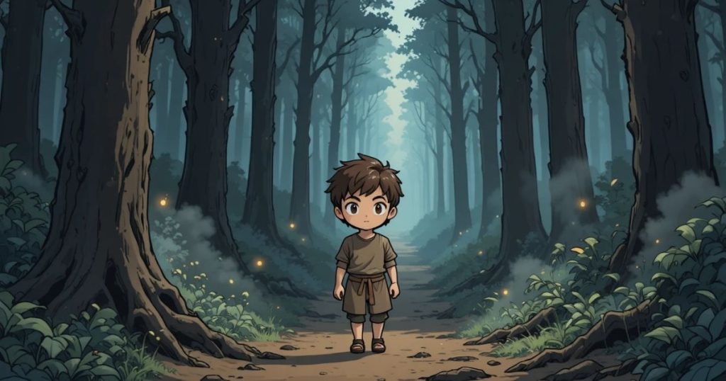 ภาพประกอบนิทานกริมม์เรื่องชายหนุ่มผู้ไปเรียนรู้ความกลัว