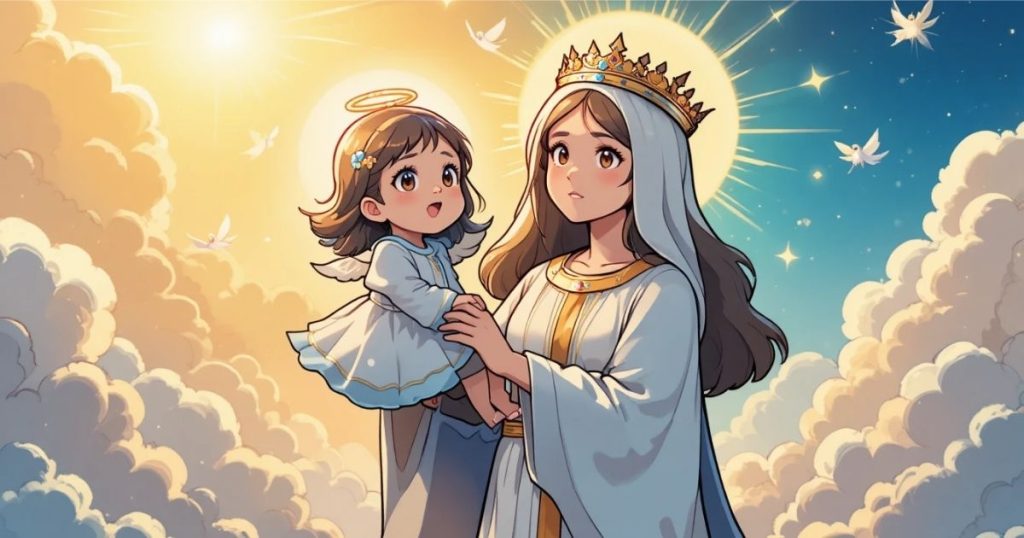 ภาพประกอบนิทานกริมม์เรื่องบุตรของพระแม่มารีย์