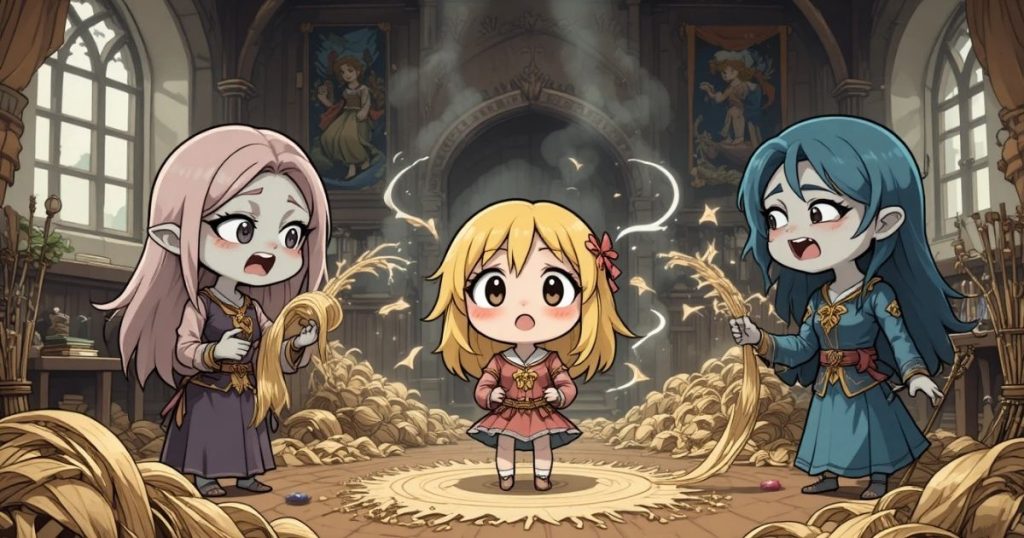 ภาพประกอบนิทานกริมม์เรื่องหญิงปั่นด้ายทั้งสาม 2