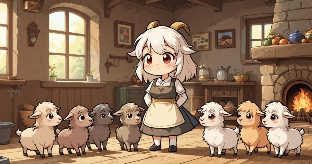 ภาพประกอบนิทานกริมม์เรื่องหมาป่ากับลูกแพะทั้งเจ็ด