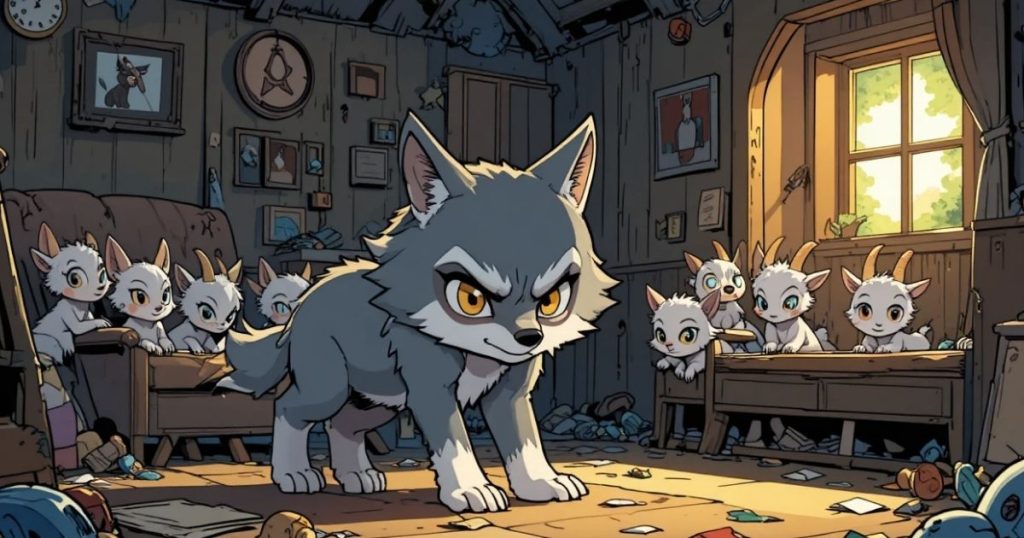 ภาพประกอบนิทานกริมม์เรื่องหมาป่ากับลูกแพะทั้งเจ็ด 2