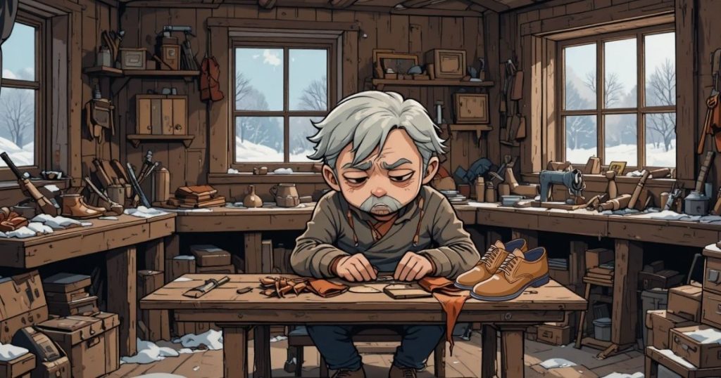 ภาพประกอบนิทานกริมม์เรื่องเอลฟ์กับช่างทำรองเท้า