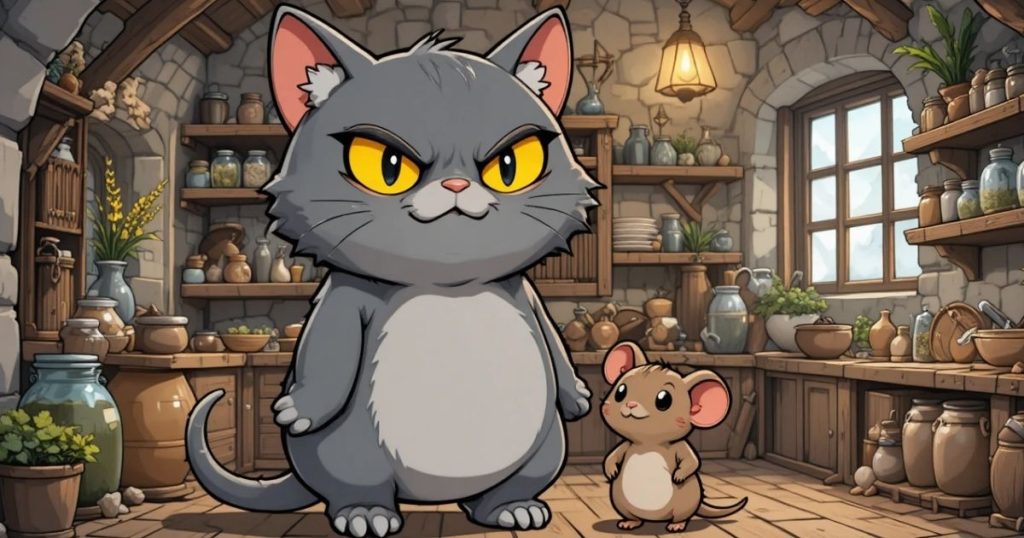 ภาพประกอบนิทานกริมม์เรื่องแมวกับหนูผู้เป็นหุ้นส่วน