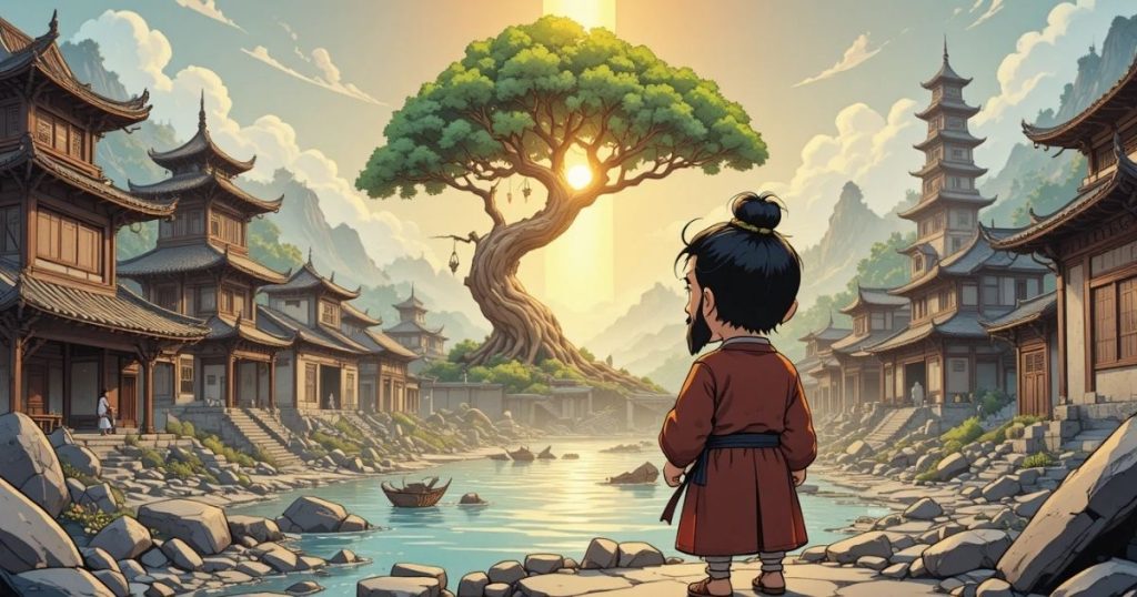 ภาพประกอบนิทานเต้าเต๋อจิงเรื่องการยืนอยู่ได้ด้วยตนเอง 3