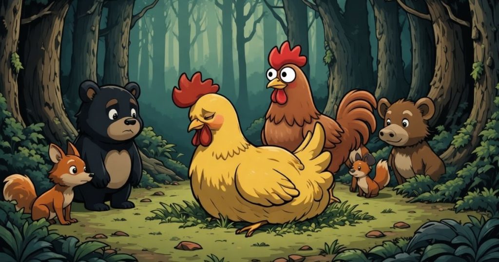 ภาพประกอบนิทานกริมม์เรื่องการตายของแม่ไก่ตัวน้อย 2