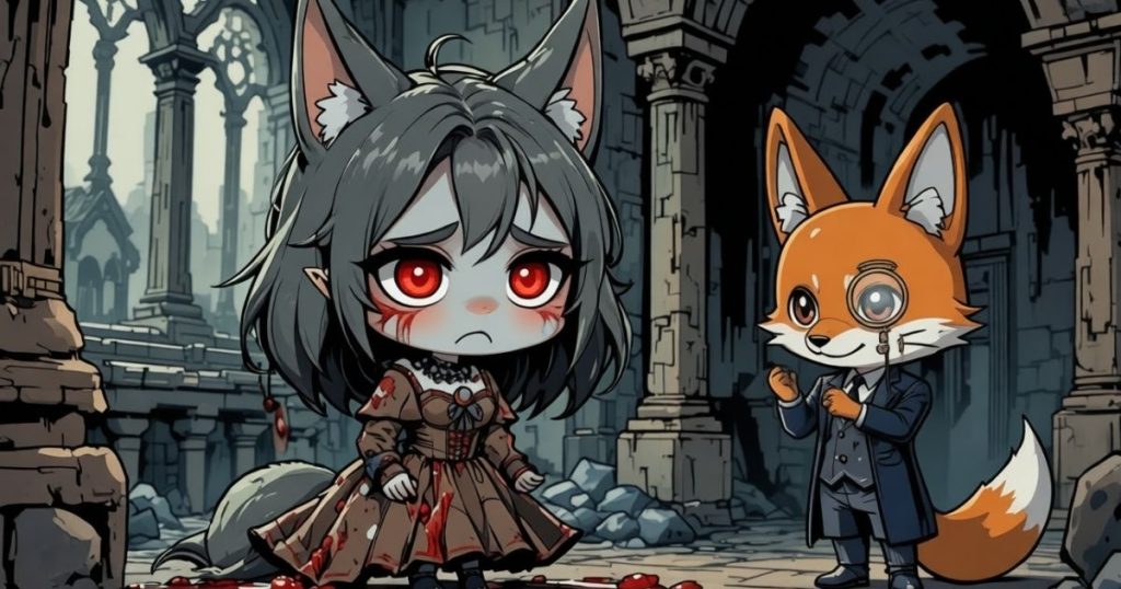 ภาพประกอบนิทานกริมม์เรื่องคุณนายหมาป่ากับจิ้งจอกเจ้าเล่ห์ 3