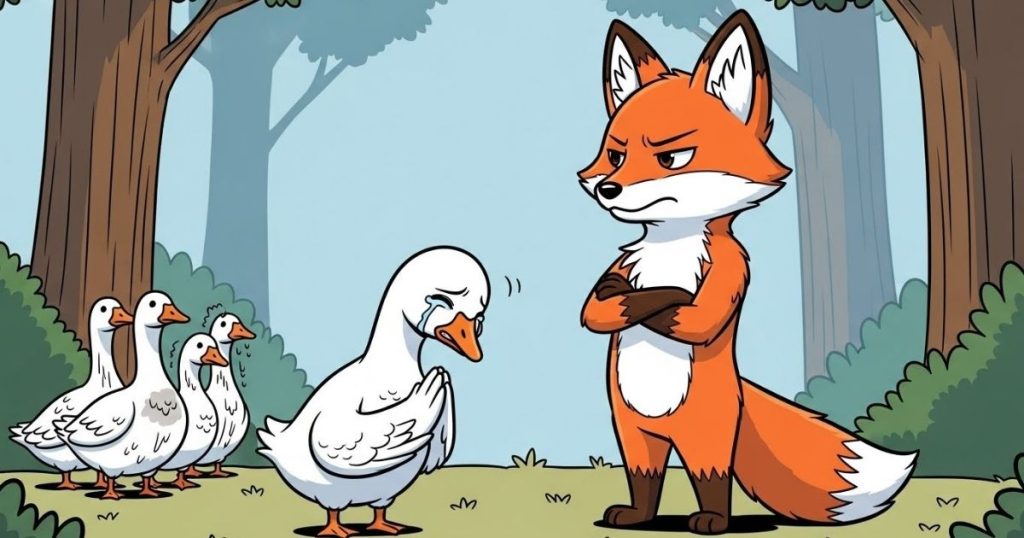 ภาพประกอบนิทานกริมม์เรื่องจิ้งจอกกับฝูงห่าน 2