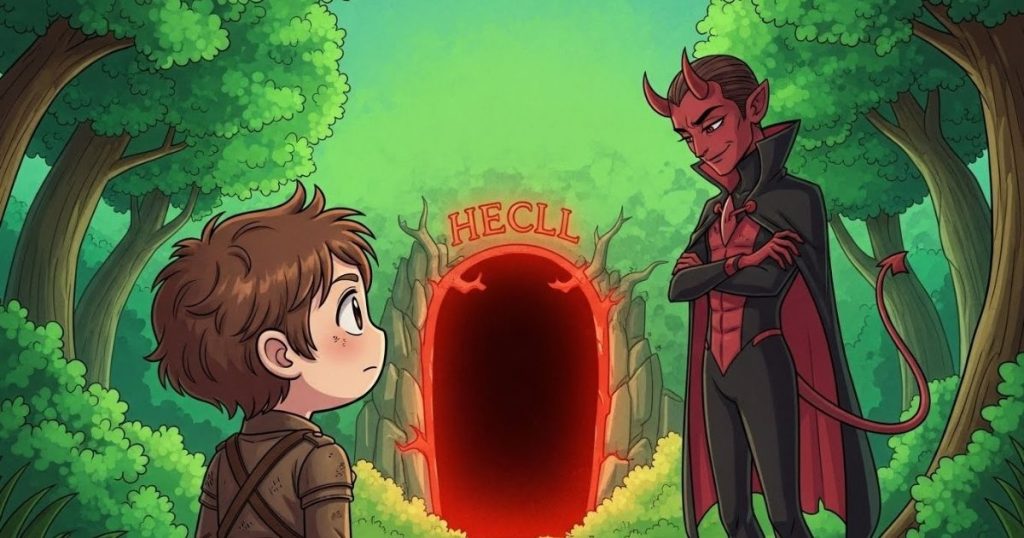 ภาพประกอบนิทานกริมม์เรื่องน้องชายเขม่าควันของปีศาจ