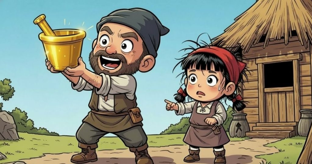 ภาพประกอบนิทานกริมม์เรื่องลูกสาวชาวนาผู้เฉลียวฉลาด 2