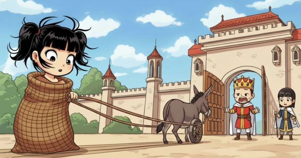 ภาพประกอบนิทานกริมม์เรื่องลูกสาวชาวนาผู้เฉลียวฉลาด 3