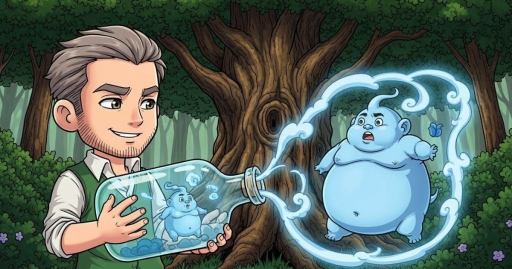 ภาพประกอบนิทานกริมม์เรื่องวิญญาณในขวดแก้ว 3