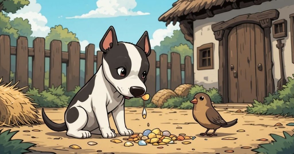 ภาพประกอบนิทานกริมม์เรื่องสุนัขกับนกกระจอก