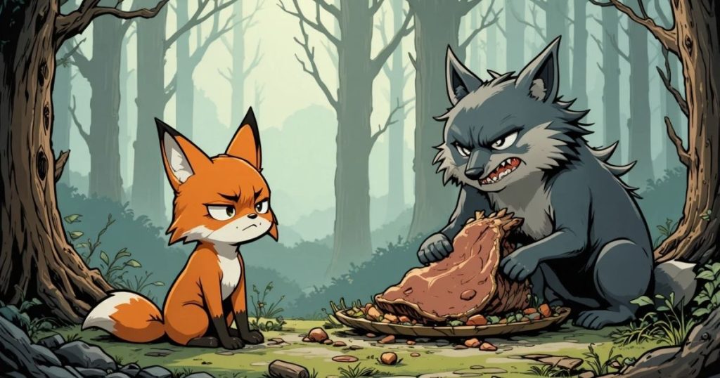 ภาพประกอบนิทานกริมม์เรื่องหมาป่ากับสุนัขจิ้งจอก 2