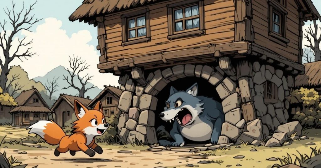 ภาพประกอบนิทานกริมม์เรื่องหมาป่ากับสุนัขจิ้งจอก 3