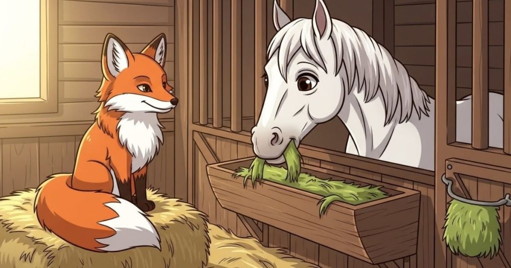 ภาพประกอบนิทานกริมม์เรื่องจิ้งจอกกับม้า