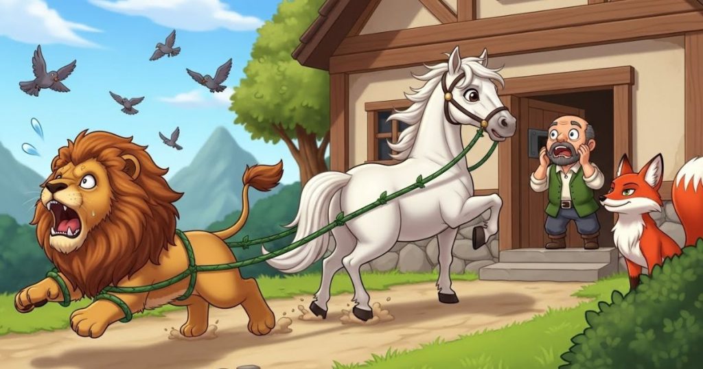 ภาพประกอบนิทานกริมม์เรื่องจิ้งจอกกับม้า 5