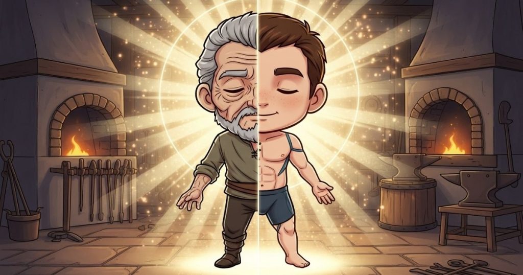 ภาพประกอบนิทานกริมม์เรื่องชายชราที่กลับมาเป็นหนุ่มอีกครั้ง