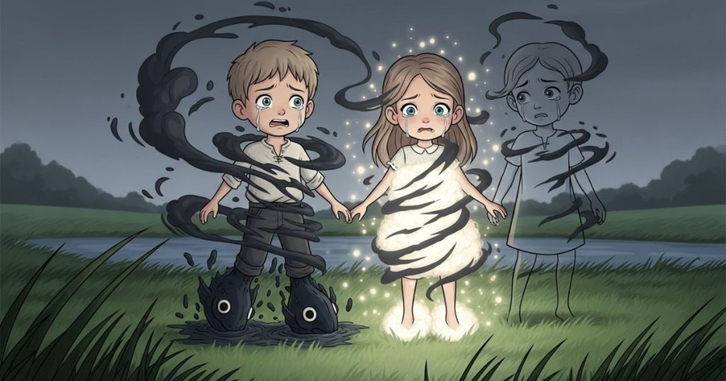 ภาพประกอบนิทานกริมม์เรื่องลูกแกะกับปลาตัวน้อย 3