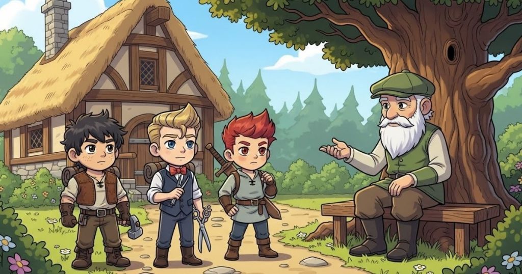 ภาพประกอบนิทานกริมม์เรื่องสามพี่น้องยอดฝีมือ