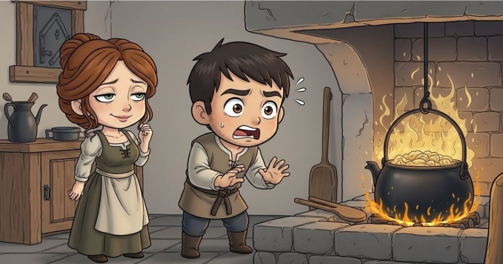 ภาพประกอบนิทานกริมม์เรื่องหญิงปั่นด้ายจอมขี้เกียจ 5