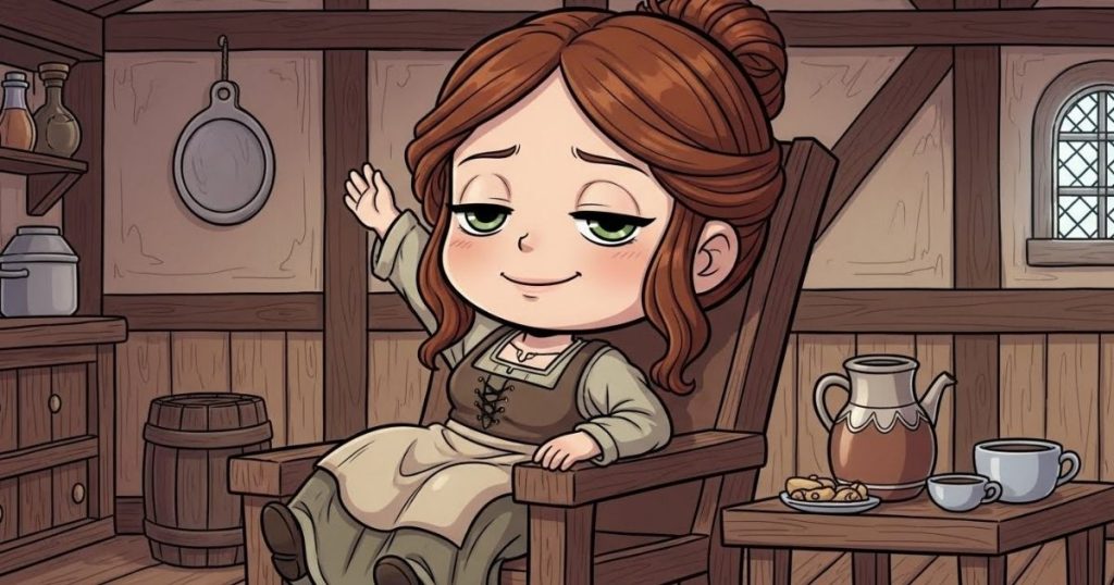 ภาพประกอบนิทานกริมม์เรื่องหญิงปั่นด้ายจอมขี้เกียจ 6