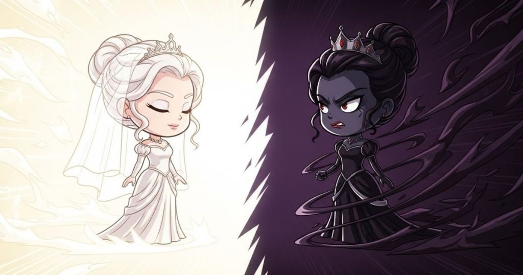 ภาพประกอบนิทานกริมม์เรื่องเจ้าสาวตัวขาวกับเจ้าสาวตัวดำ