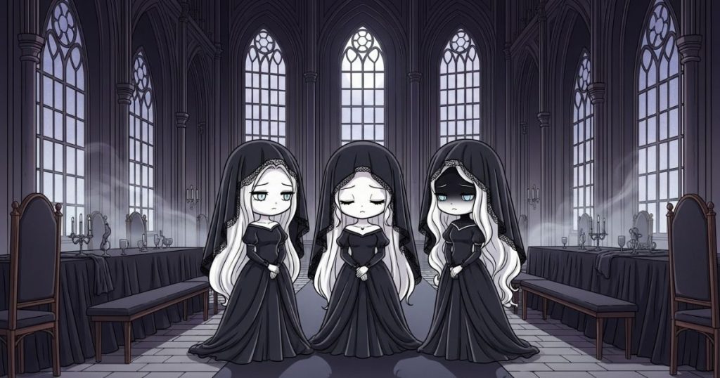 ภาพประกอบนิทานกริมม์เรื่องเจ้าหญิงชุดดำทั้งสาม