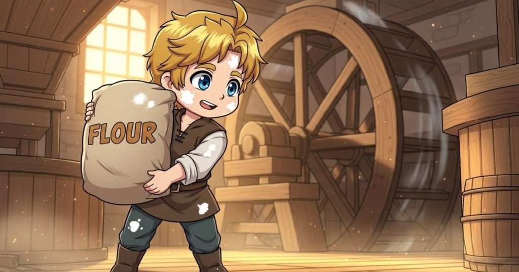 ภาพประกอบนิทานกริมม์เรื่องเด็กหนุ่มคนบดแป้งผู้ยากจนกับแมว