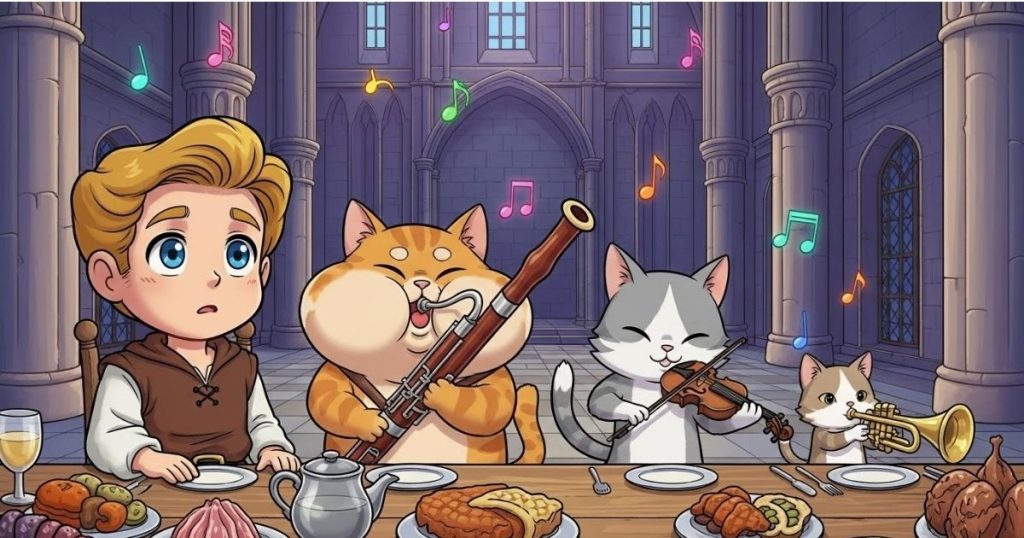 ภาพประกอบนิทานกริมม์เรื่องเด็กหนุ่มคนบดแป้งผู้ยากจนกับแมว 3