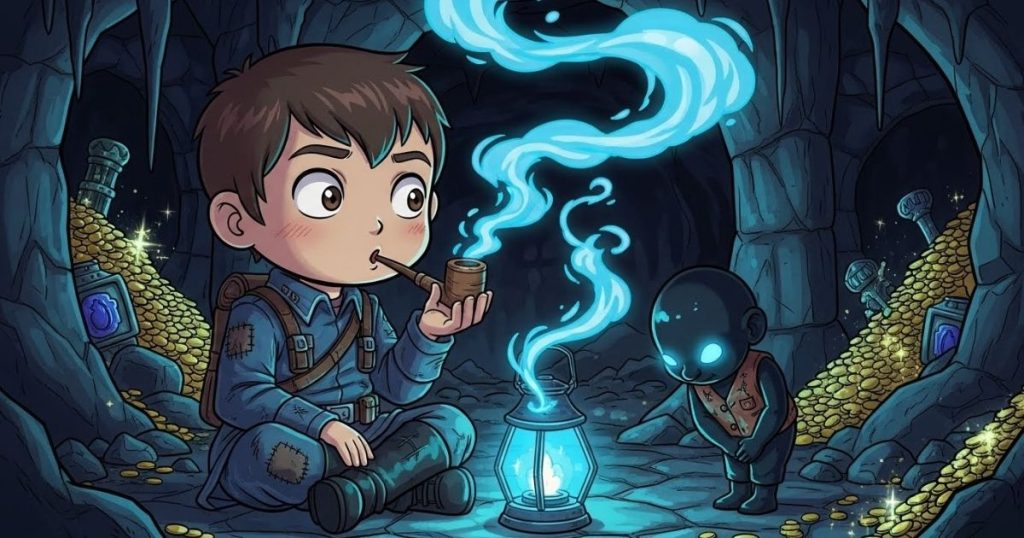 ภาพประกอบนิทานกริมม์เรื่องแสงสีน้ำเงิน