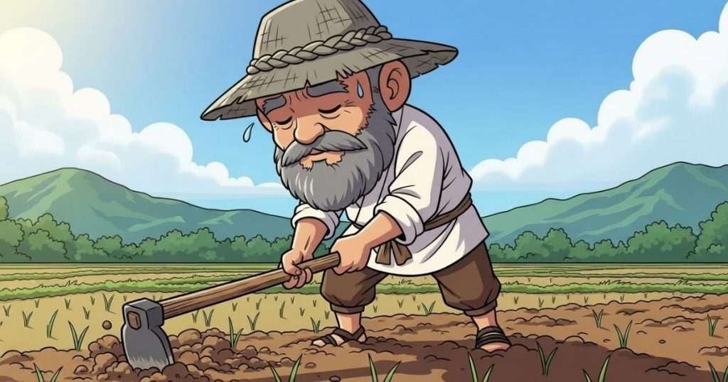 ภาพประกอบนิทานกริมม์เรื่องไม้นวดข้าวจากสวรรค์