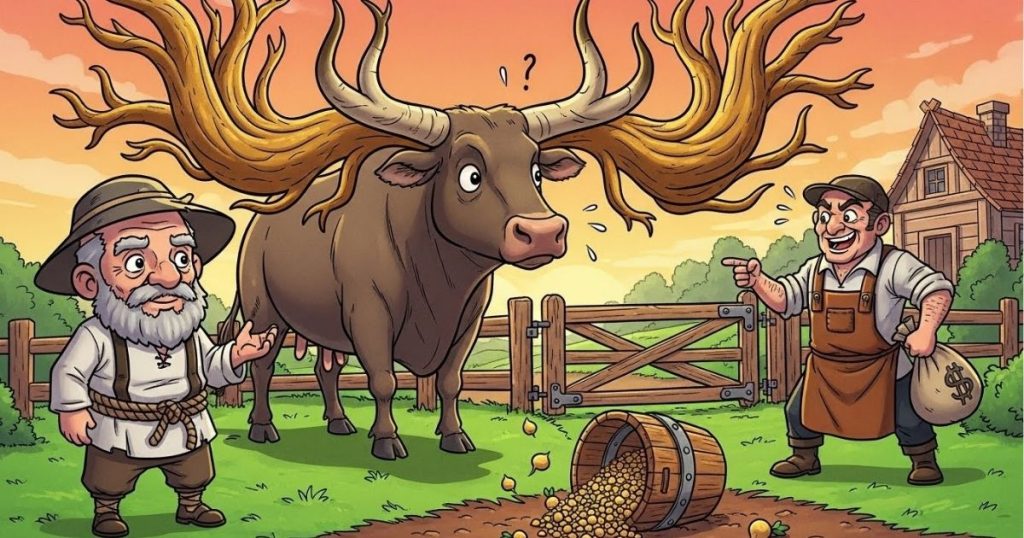 ภาพประกอบนิทานกริมม์เรื่องไม้นวดข้าวจากสวรรค์ 2