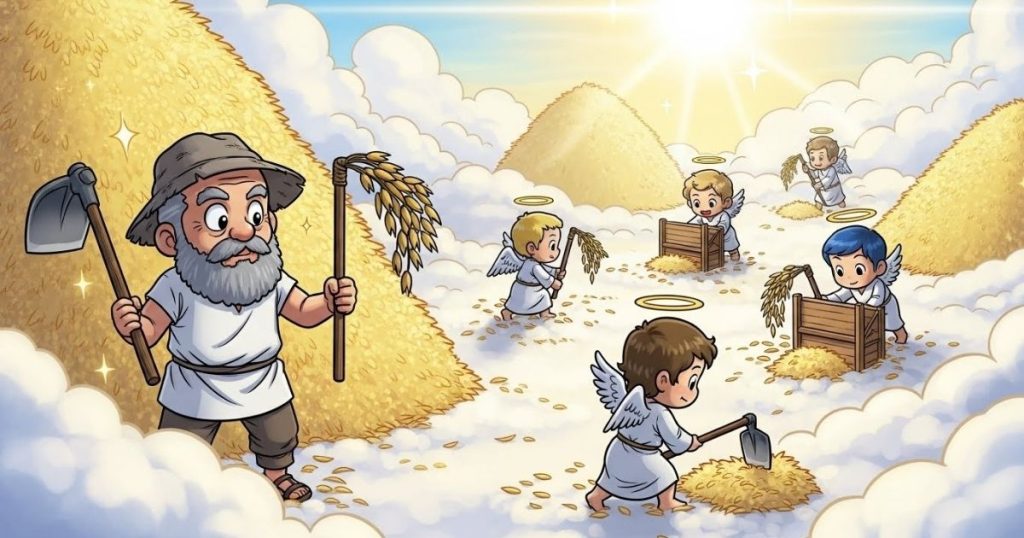 ภาพประกอบนิทานกริมม์เรื่องไม้นวดข้าวจากสวรรค์ 4