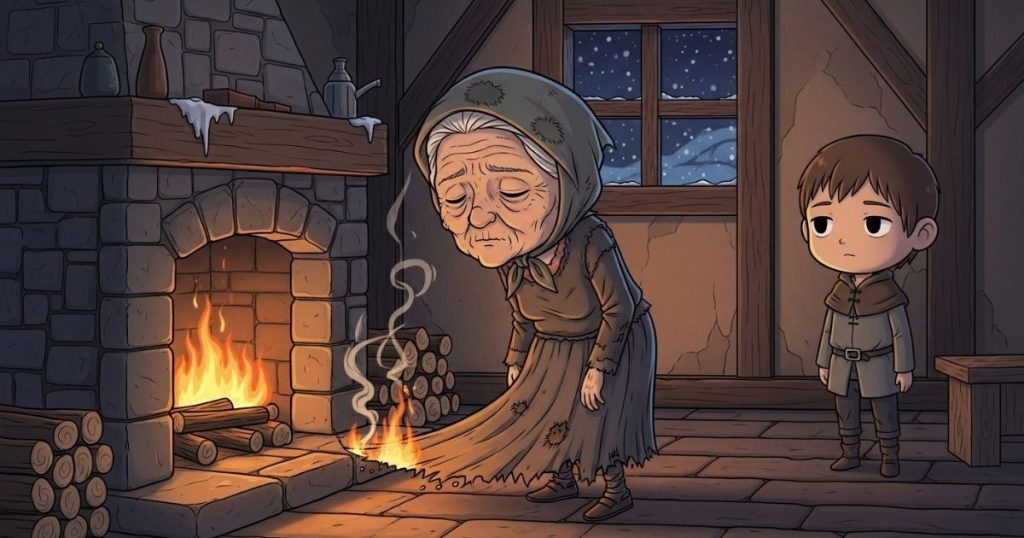 ภาพประกอบนิทานกริมม์เรื่องหญิงขอทานชรา 4